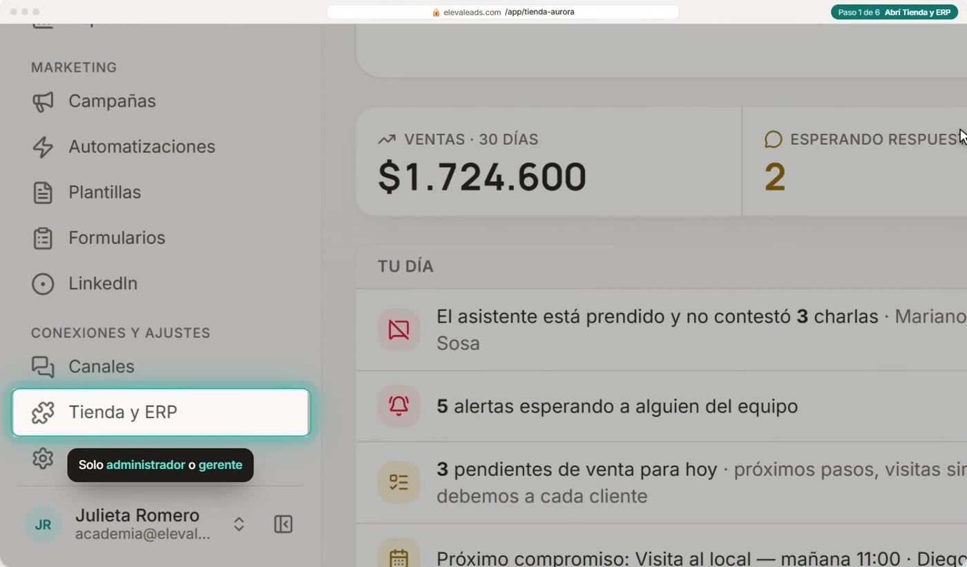 Abrí Tienda y ERP