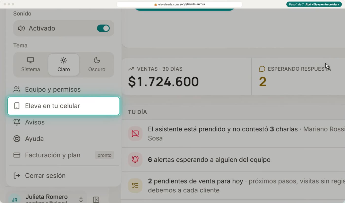 Abrí «Eleva en tu celular»