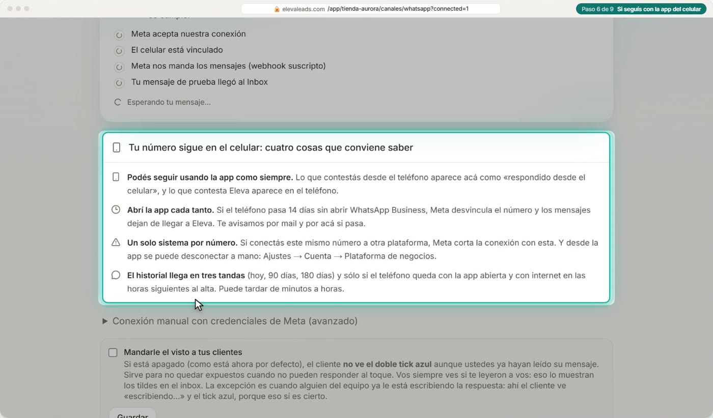 Si seguís con la app del celular