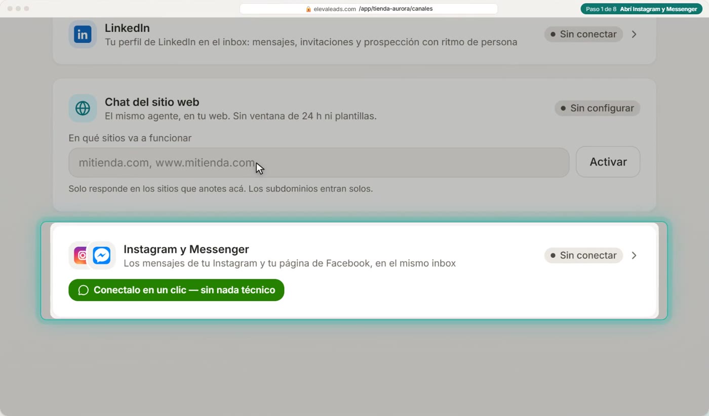 Abrí Instagram y Messenger
