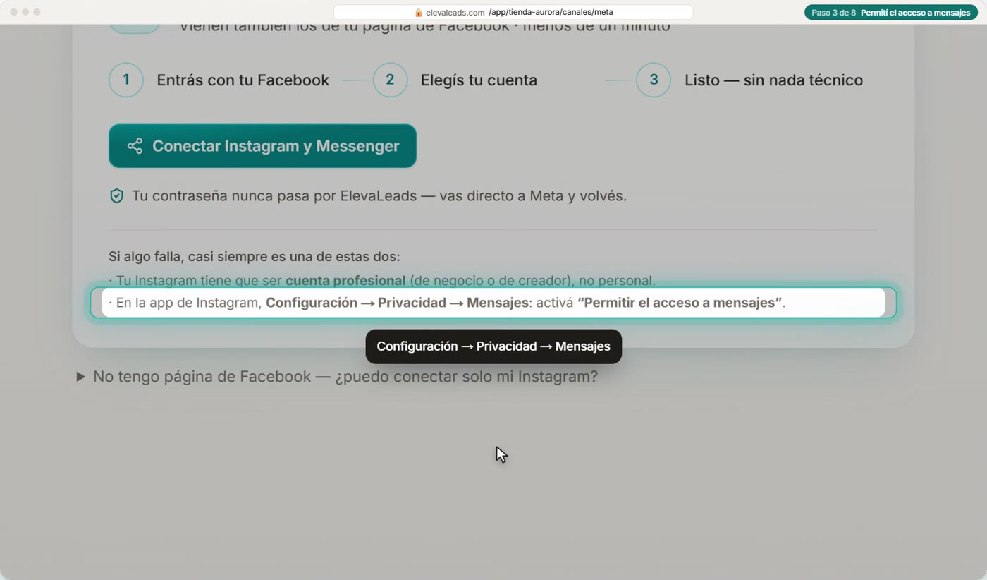 Permití el acceso a mensajes