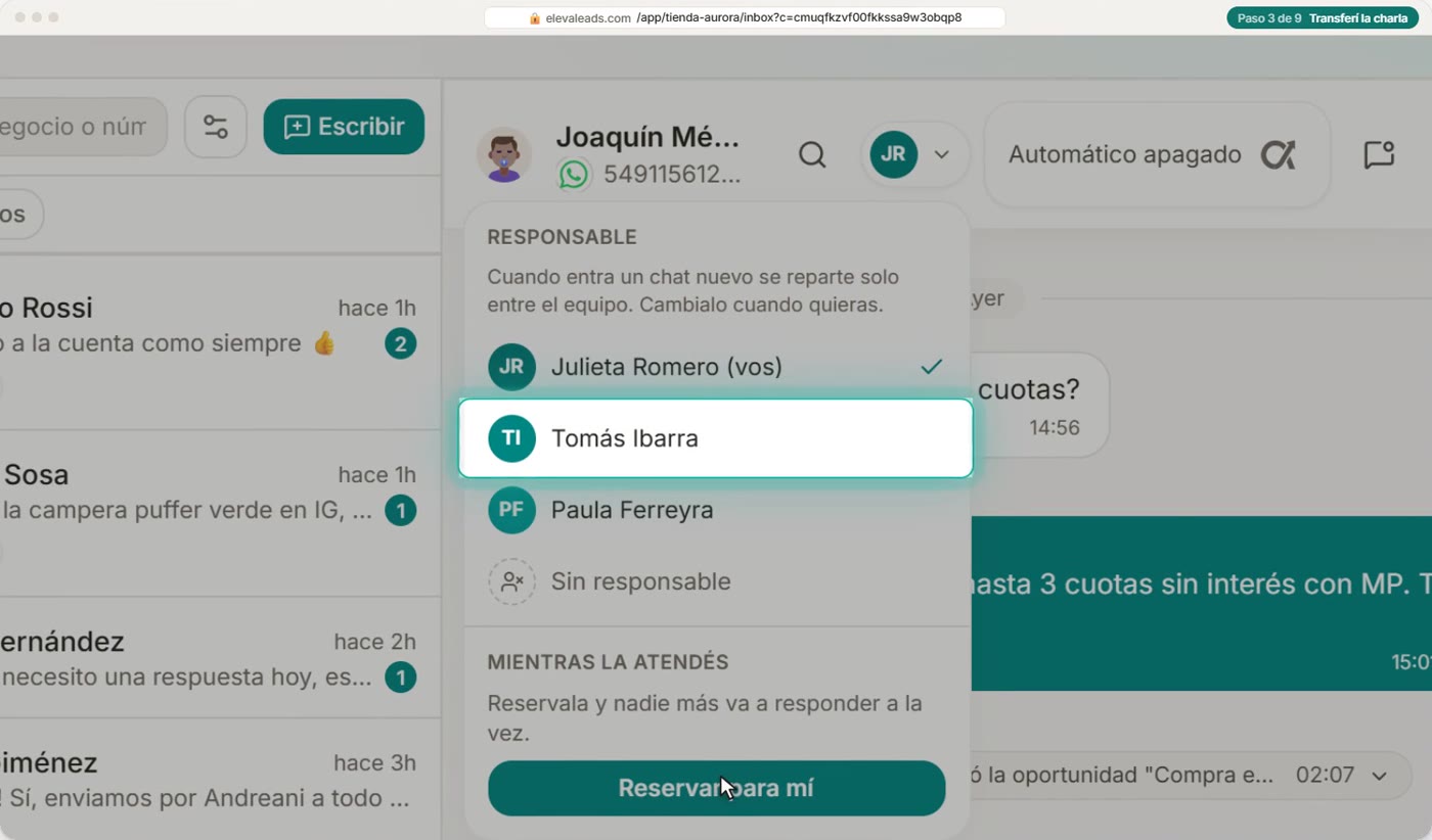 Transferí la charla