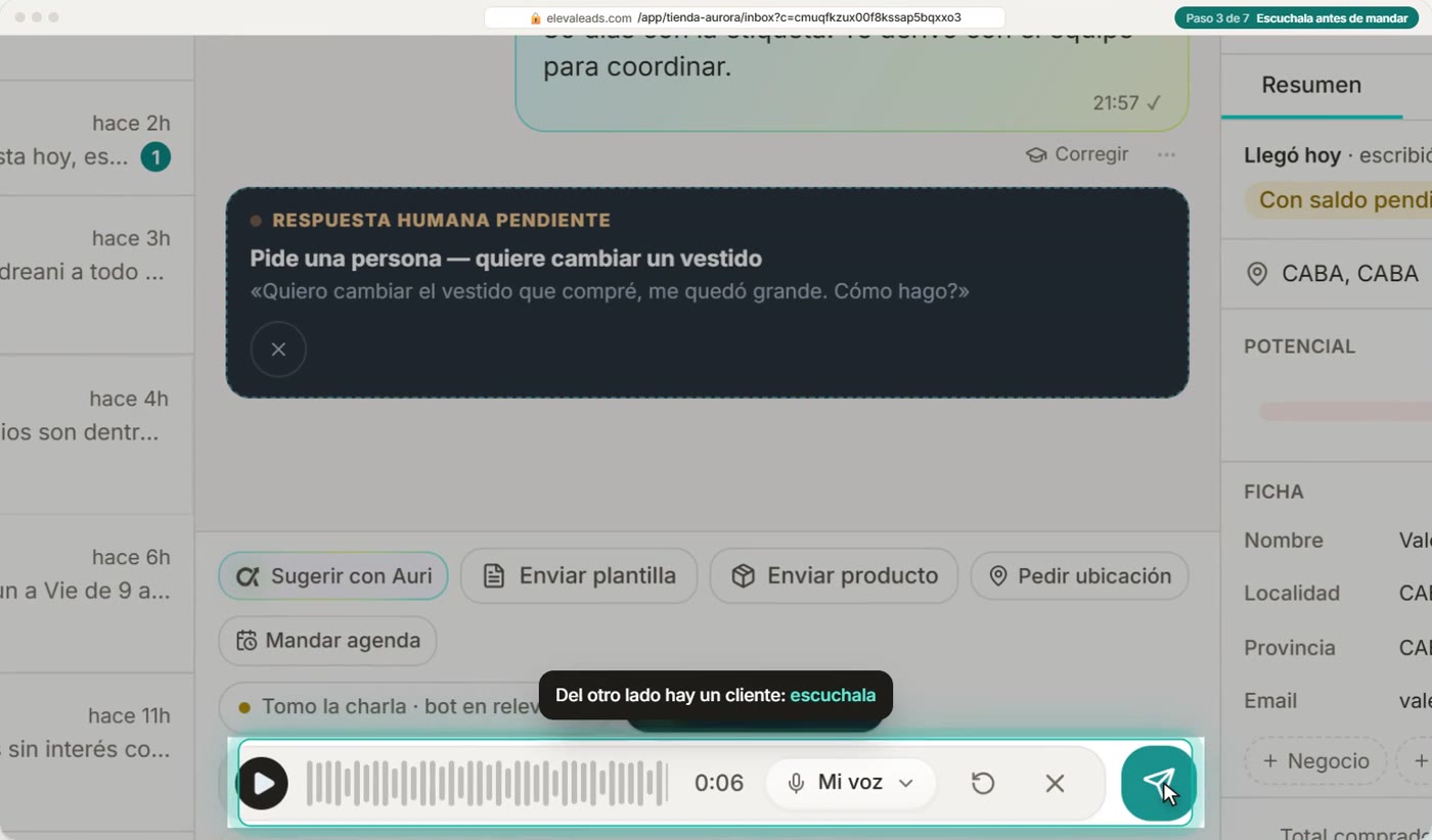 Escuchala antes de mandar