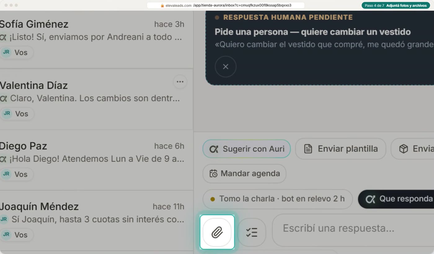 Adjuntá fotos y archivos