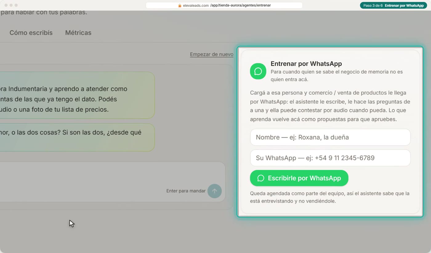 Entrenar por WhatsApp
