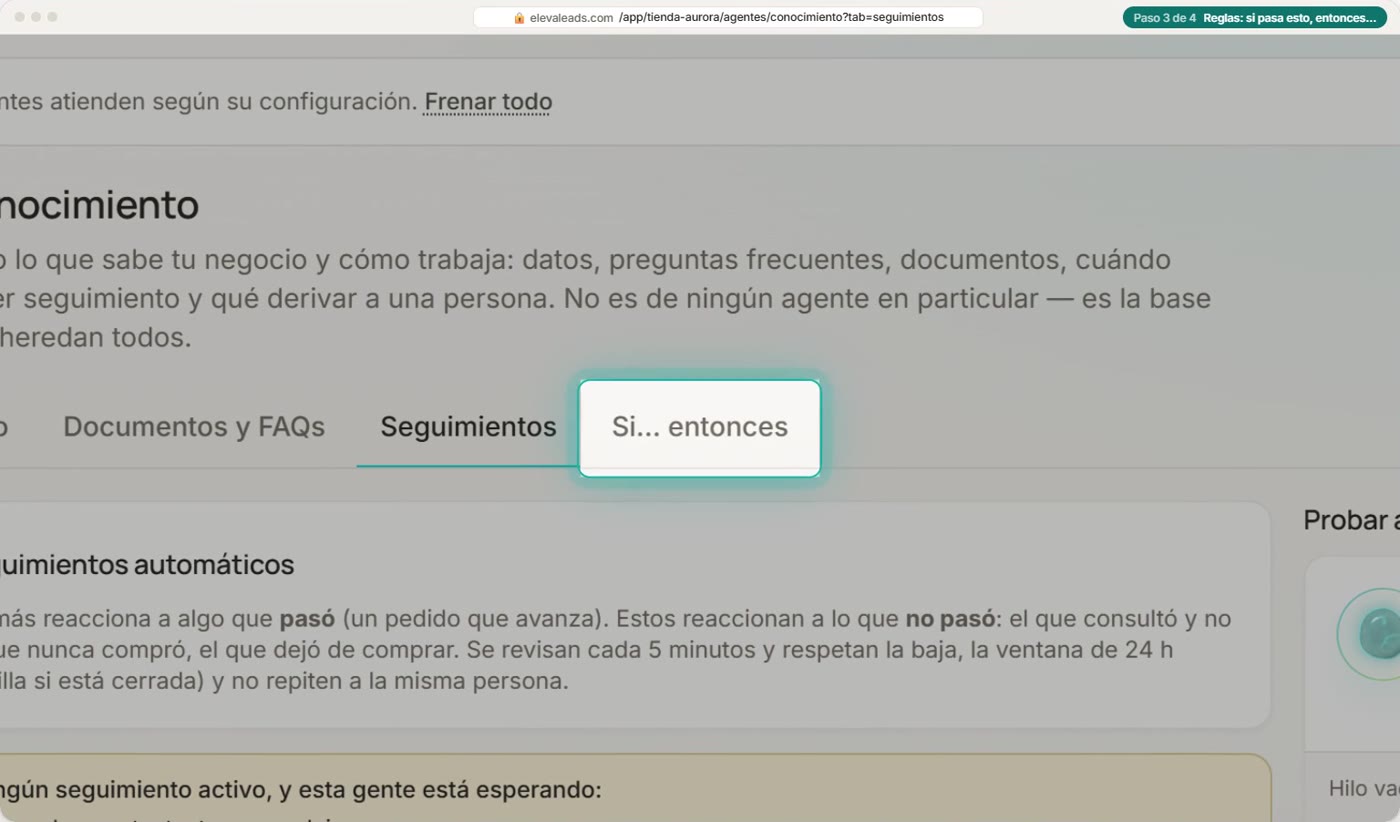 Reglas: si pasa esto, entonces…