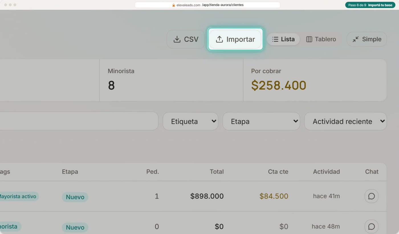 Importá tu base
