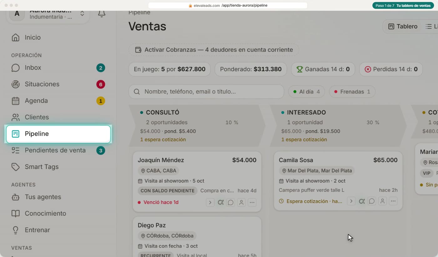 Tu tablero de ventas