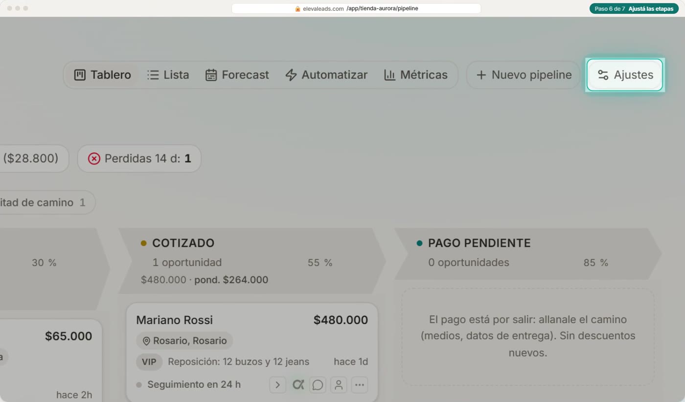 Ajustá las etapas