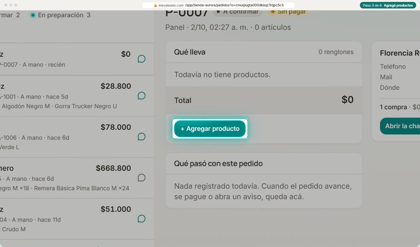 Agregá productos