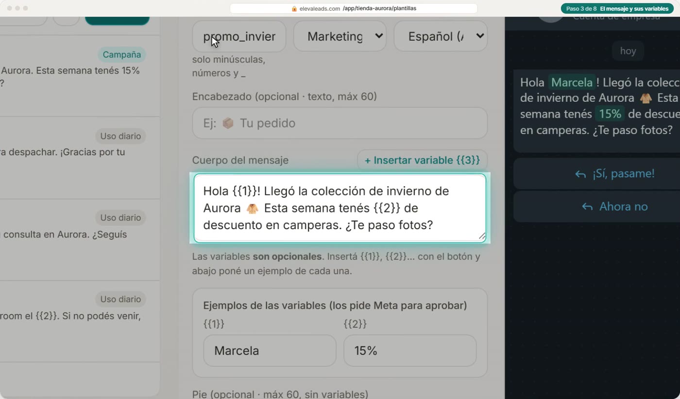 El mensaje y sus variables