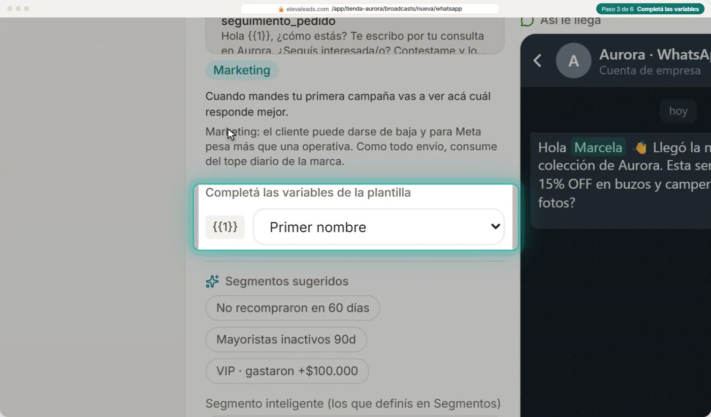Completá las variables