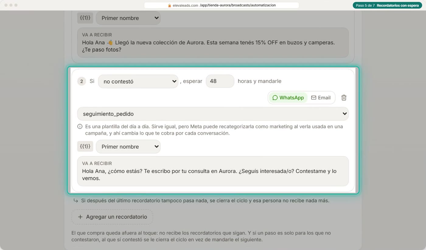 Recordatorios con espera