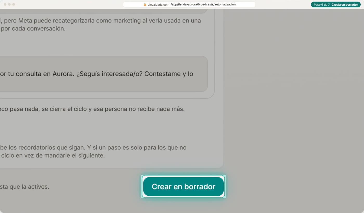 Creala en borrador